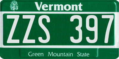 VT license plate ZZS397