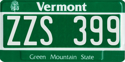 VT license plate ZZS399