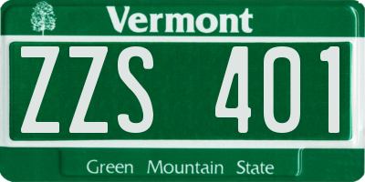 VT license plate ZZS401