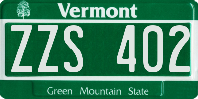 VT license plate ZZS402