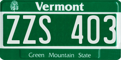 VT license plate ZZS403