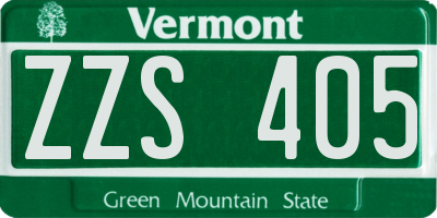 VT license plate ZZS405