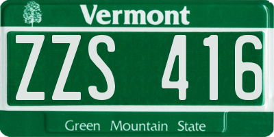 VT license plate ZZS416