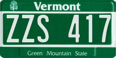 VT license plate ZZS417