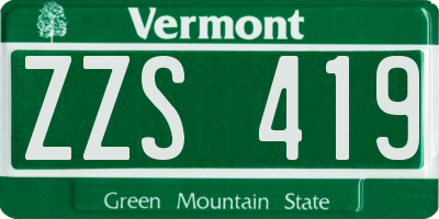 VT license plate ZZS419