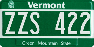 VT license plate ZZS422