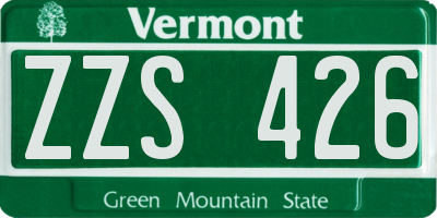 VT license plate ZZS426