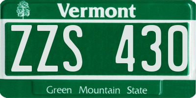 VT license plate ZZS430