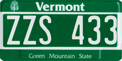 VT license plate ZZS433