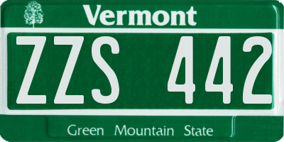 VT license plate ZZS442