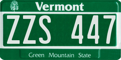 VT license plate ZZS447