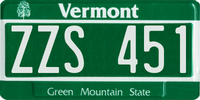 VT license plate ZZS451