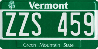 VT license plate ZZS459