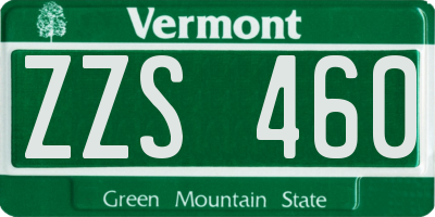 VT license plate ZZS460