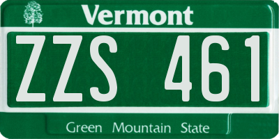 VT license plate ZZS461