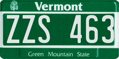 VT license plate ZZS463