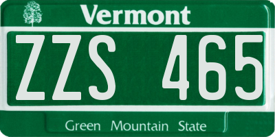 VT license plate ZZS465