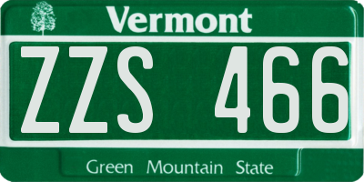 VT license plate ZZS466