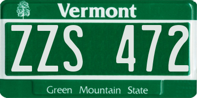 VT license plate ZZS472