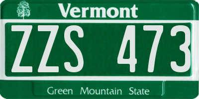VT license plate ZZS473