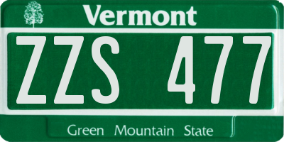 VT license plate ZZS477