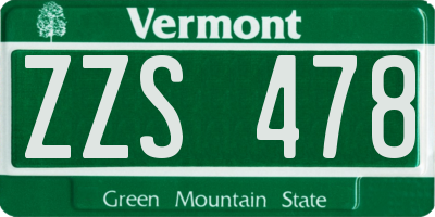 VT license plate ZZS478