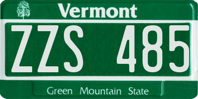 VT license plate ZZS485