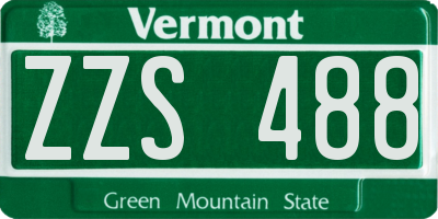 VT license plate ZZS488