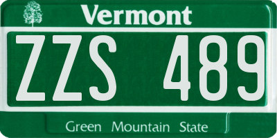 VT license plate ZZS489