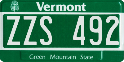 VT license plate ZZS492