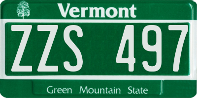 VT license plate ZZS497