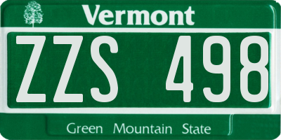 VT license plate ZZS498