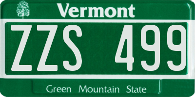 VT license plate ZZS499