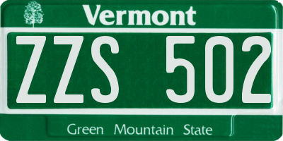 VT license plate ZZS502