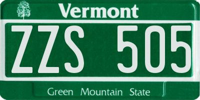 VT license plate ZZS505