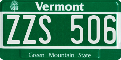 VT license plate ZZS506