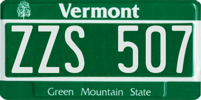 VT license plate ZZS507