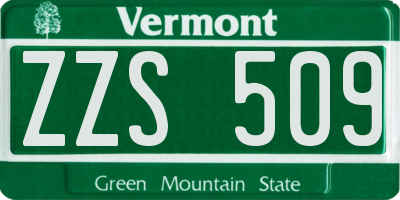VT license plate ZZS509