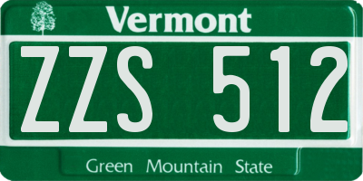 VT license plate ZZS512