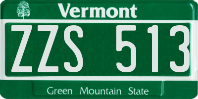 VT license plate ZZS513