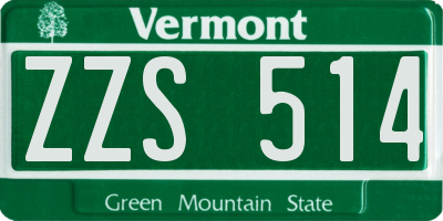 VT license plate ZZS514