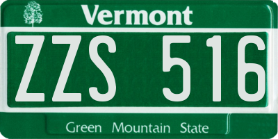 VT license plate ZZS516