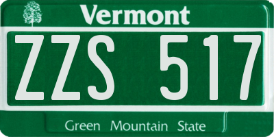 VT license plate ZZS517