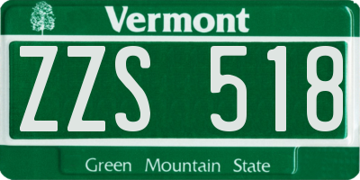 VT license plate ZZS518