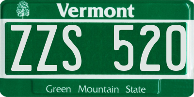 VT license plate ZZS520