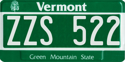 VT license plate ZZS522