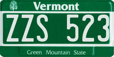 VT license plate ZZS523