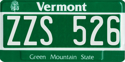 VT license plate ZZS526