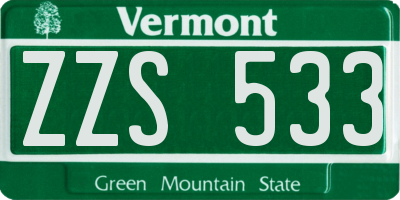 VT license plate ZZS533