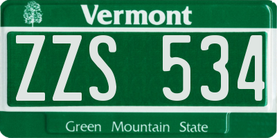 VT license plate ZZS534